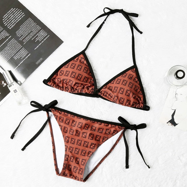 Brand Name Two Piece Swimsuit Just Arrivals STOCK Designer Bikini Triangle Print Swimwear 2020 Swimsuit Thong Bikini String