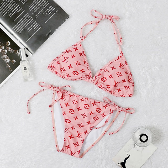Brand Name Two Piece Swimsuit Just Arrivals STOCK Designer Bikini Triangle Print Swimwear 2020 Swimsuit Thong Bikini String