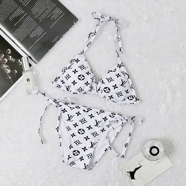 Brand Name Two Piece Swimsuit Just Arrivals STOCK Designer Bikini Triangle Print Swimwear 2020 Swimsuit Thong Bikini String